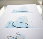 Happy 50th Birthday Card. Fifty Birthday. Turquoise Blue Watercolour Design