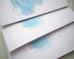 Mr & Mrs Greeting Card. Wedding Day Card. Turquoise Blue Watercolour Design