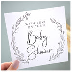 Baby Shower Greeting Card. Black Floral Elegant Wreath