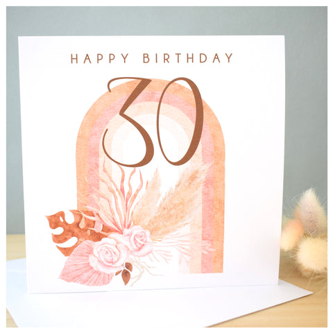 Happy 30th Birthday Rainbow Pampas Card