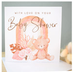 Baby Shower Greeting Card. Rainbow & Pampas Floral