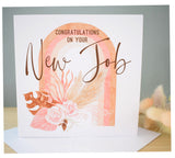 New Job Congratulations Greeting Card. Rainbow & Pampas Floral