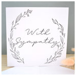 With Sympathy Greeting Card. Black Floral Elegant Wreath