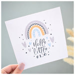 Hello Little One. Baby Boy Congratulations Greeting Card. Rainbow