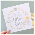 Welcome To The World Little One. Baby Boy or Girl Neutral Congratulations Greeting Card. Watercolour