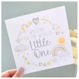 Welcome To The World Little One. Baby Boy or Girl Neutral Congratulations Greeting Card. Watercolour