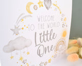 Welcome To The World Little One. Baby Boy or Girl Neutral Congratulations Greeting Card. Watercolour