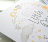 Welcome To The World Little One. Baby Boy or Girl Neutral Congratulations Greeting Card. Watercolour