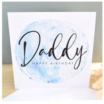 Happy Birthday Daddy Greeting Card. Blue Agate Marble Design