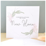 New Home Greeting Card. Pastel Floral Elegant Wreath