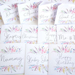 Happy Birthday Greeting Card. Rainbow Colour Spring Flowers