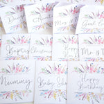 Baby Shower Greeting Card. Rainbow Colour Spring Flowers