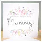 Happy Birthday Mummy Card. Rainbow Colour Spring Flowers