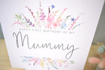 Happy Birthday Mummy Card. Rainbow Colour Spring Flowers