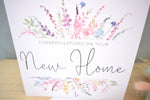 New Home Card. Rainbow Colour Spring Flowers