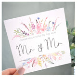 Mr & Mr Wedding Day Civil Ceremony Greeting Card. Rainbow Colour Spring Flowers