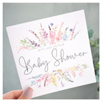 Baby Shower Greeting Card. Rainbow Colour Spring Flowers