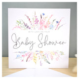 Baby Shower Greeting Card. Rainbow Colour Spring Flowers