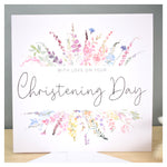 On Your Christening Day Greeting Card. Rainbow Colour Spring Flowers