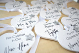 Our First Christmas As Mr & Mrs 2023 White Wood Heart Decoration