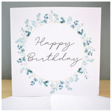 Happy Birthday Card. General Card. Him, Her, Friend, Colleague. Eucalyptus Greenery Wreath