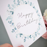 Happy Birthday Card. General Card. Him, Her, Friend, Colleague. Eucalyptus Greenery Wreath