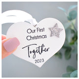 Our First Christmas Together 2023 White Wood Heart Decoration