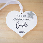 Our First Christmas As A Couple 2023 White Wood Heart Decoration