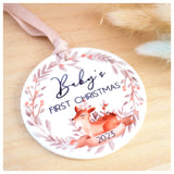 Baby's First Christmas 2023. Deer Wreath Hanging Decoration