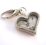 In Memory of Mum Diamonte Heart Locket Keyring