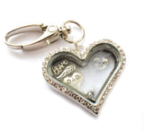 In Memory of Dad Diamonte Heart Locket Keyring