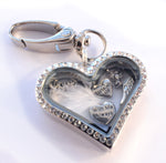 In Memory Locket Keyring. Heart Diamonte. Nan Grandad Mum Dad