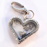 In Memory Locket Keyring. Heart Diamonte. Nan Grandad Mum Dad