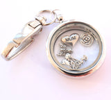 In Memory Round Locket Keyring. Mum Mother Loss