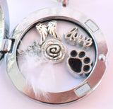 In Memory of Pet Round Locket Keyring. Cat Dog Rabbit Loss