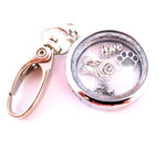 In Memory of Pet Round Locket Keyring. Cat Dog Rabbit Loss