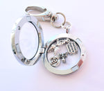 Memorial Round Locket Keyring. Sympathy Charm Locket.