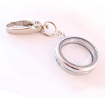 Memorial Round Locket Keyring. Sympathy Charm Locket.