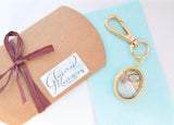 You & Me Gold Oval Floating Locket Keyring for Couple. Wedding Enagagement