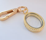 In Memory Gold Oval Locket Keyring. Mum Mother Loss