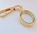 You & Me Gold Oval Floating Locket Keyring for Couple. Wedding Enagagement