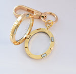 Wedding Day Wife Gold Oval Floating Locket Keyring for Couple. Enagagement