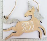 Born In 2023 Hanging Unicorn Plaque