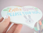 Easter Bunny Please Stop Here Wooden Heart Plaque