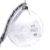 Personalised Name / Date Feather Round Bauble