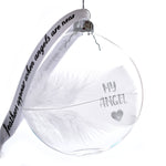 Personalised Name White Feather Round Bauble