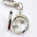 In Memory of Dad Round Diamonte Locket Keyring