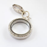 Round Diamonte Locket Keyring In Memory of Mum