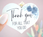 Thank You For All That You Do Blue Floral Wooden Hanging Heart Decoration