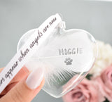 Any Name / Date White Feather Memorial Heart Bauble